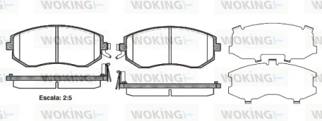 Гальмівні колодки пер. Subaru Impreza 02-/Forester 02- (akebono) WOKING P8513.04