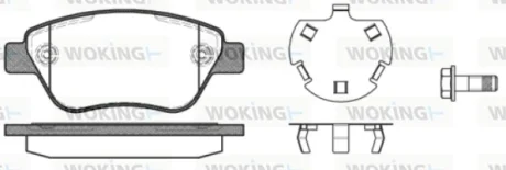 Гальмівні колодки пер. 500/PANDA/DOBLO/CORSA 1.0-1.9 04- (Bosch) (123.8x53.6) з датчиком WOKING P9583.30
