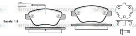 Гальмівні колодки пер. Nemo/Bipper 08- (BOSCH) (122,8x53,6) з датчиком WOKING P958332