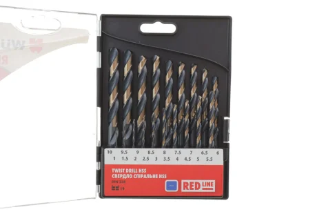 Набір сверел по металу HSS, RED LINE, DIN338, 1,0-10,0mm, 19пр WURTH 06247001