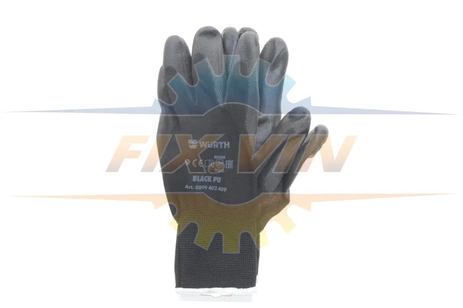 Рукавиці захисні Black PU, поліестер, покриття поліуретан, пара, р.9, RED LINE WURTH 0899402409 (фото 1)