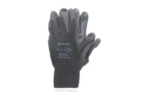 Рукавиці захисні Black PU, поліестер, покриття поліуретан, пара, р.9, RED LINE WURTH 0899402409
