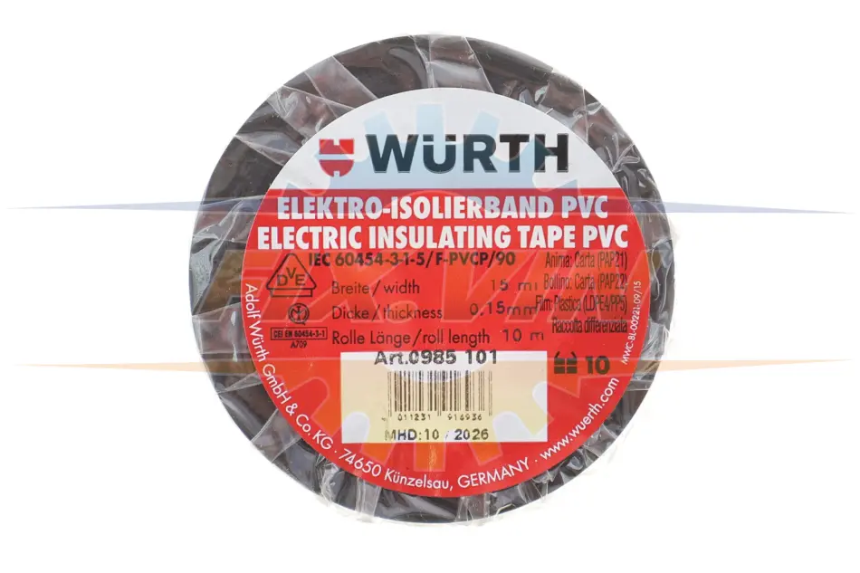 Електроізоляційна стрічка чорна 10м/15мм {арт. 098 WURTH 0985101 (фото 1)