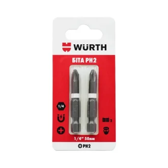 Біта PH2, 1/4IN, L50мм, 2шт. в блістері WURTH 1614176692902
