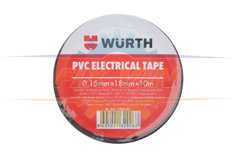 Ізоляційна стрічка PVC, чорна, 18мм/10м {арт. 1985 WURTH 1985101 (фото 1)