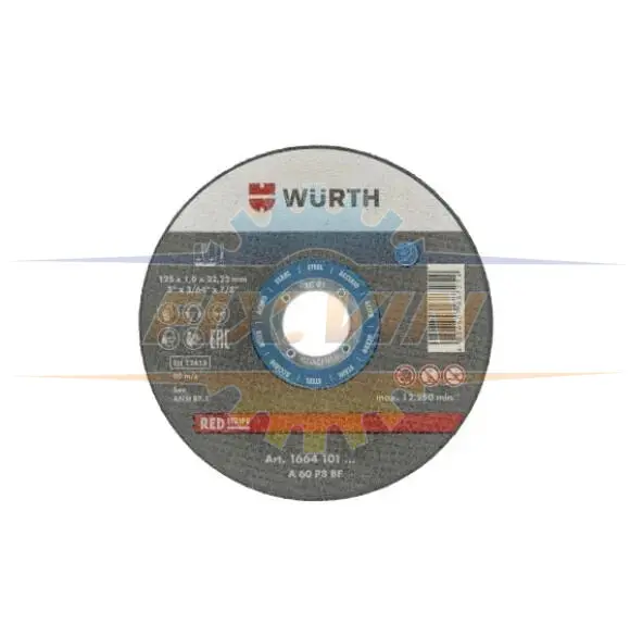 Круг відрізний (к-кт 10шт) 125x1x22,23 мм RED STRIPE WURTH K1664101250 (фото 1)