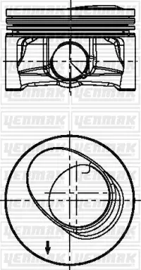 Поршень двс с кольцами audi. vw 1.2tsi cbzacbzb =71 1.2x1.2x2 std 09 YENMAK 3103959000 (фото 1)