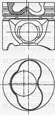 Поршень с кольцами і пальцем (размер отв. 80.01 / +0.5) VW CADDY 1.9TDI (1/2 цил.) (1Z) YENMAK 3104301050 (фото 1)