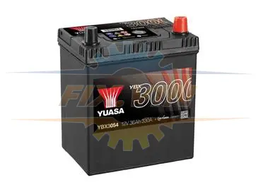 Акумулятор 12В 36Агод./330А YBX3000 SMF (R+ стандартні клеми) 187x127x227 B00 - без монтажного фланця (пусковий) YUASA YBX3054 (фото 1)