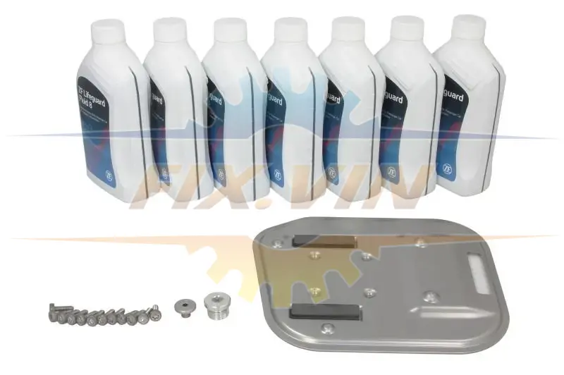 Комплект для замены масла LIFEGUARDFLUID 8 (7х1л+сервисный к-т) АКПП 8HP55A/AHIS/FLHIS AUDI Quattro: А4 (8K, 8W), 5, 6 (4A, 4B, 4F), 7, 8 (4D, 4E, 4H), Q5, Q7 AUDI 0BK 398 009 0BK 398 009 A SEAT 0BK 398 009 0BK 398 009 A SKODA 0BK 398 009 0BK 3 ZF 1087.298.369 (фото 1)
