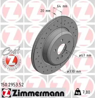 Диск гальмівний SPORT Z правий ZIMMERMANN 150.2953.52