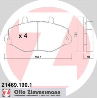 Гальмiвнi колодки дисковi ZN ZIMMERMANN 21469.190.1