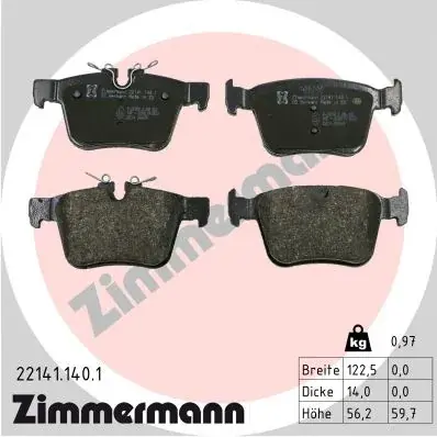 Колодки гальмівні дискові, комплект ZIMMERMANN 221411401 (фото 1)