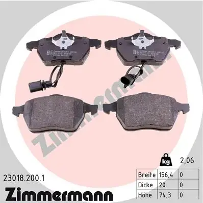 Колодки гальмівні дискові ZIMMERMANN 23018.200.1 (фото 1)