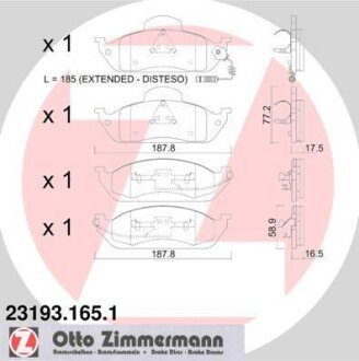 Гальмiвнi колодки дисковi переднi ZIMMERMANN 23193.165.1