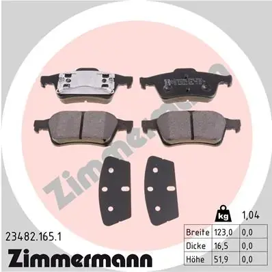 Гальмiвнi колодки дисковi заднi ZIMMERMANN 23482.165.1 (фото 1)
