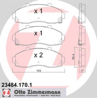 Гальмiвнi колодки дисковi р.в. до 12.99 ZIMMERMANN 23484.170.1