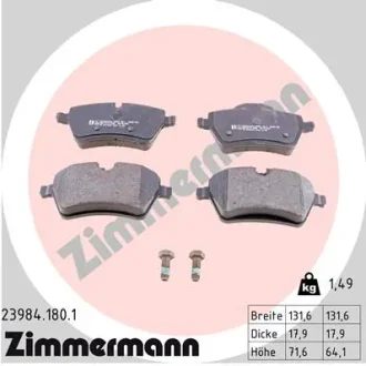 Колодки гальмівні дискові, к-кт ZIMMERMANN 23984.180.1