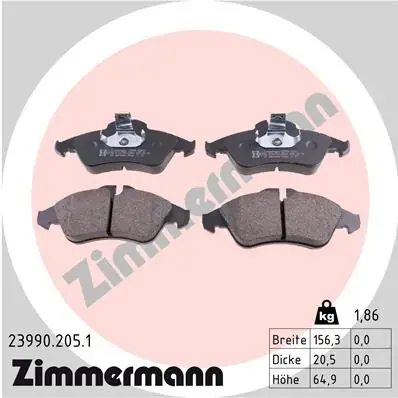 Гальмiвнi колодки дисковi переднi ZIMMERMANN 23990.205.1 (фото 1)