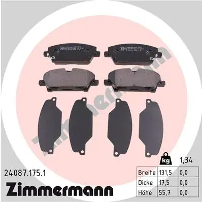 Комплект тормозных колодок ZIMMERMANN 240871751 (фото 1)