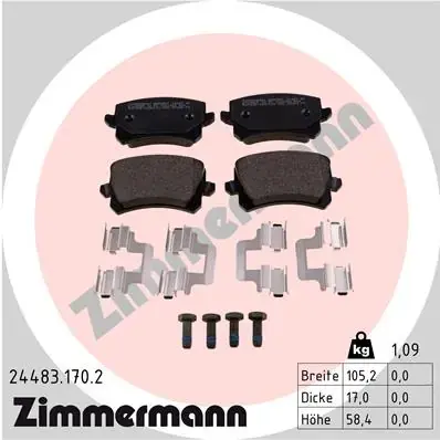 Колодки гальмівні дискові, к-кт ZIMMERMANN 24483.170.2 (фото 1)
