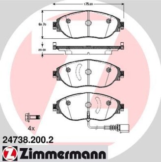 Комплект гальмівних колодок ZIMMERMANN 24738.200.2