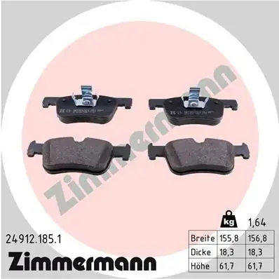 Колодки тормозные ZIMMERMANN 24912.185.1 (фото 1)