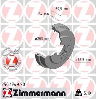 Гальмiвнi барабани ZIMMERMANN 250.1749.20