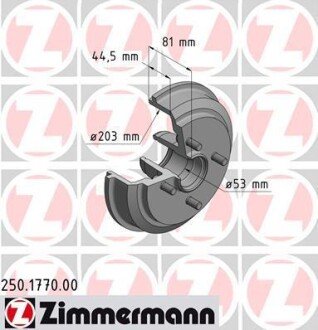 Гальмiвнi барабани заднi ZIMMERMANN 250.1770.00