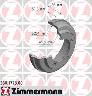 Гальмiвнi барабани заднi ZIMMERMANN 250.1773.00