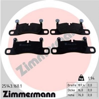 Колодки гальмівні дискові (комплект 4 шт) ZIMMERMANN 25143.160.1