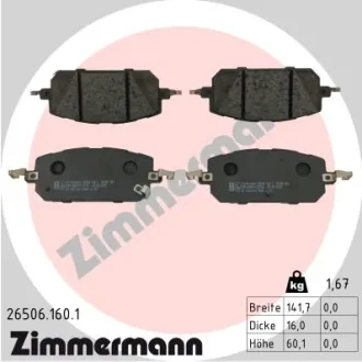 Колодки гальмівні дискові, к-кт ZIMMERMANN 26506.160.1
