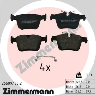 Колодки тормозные задние ZIMMERMANN 26609.160.2