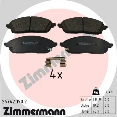 Колодки тормозные передние ZIMMERMANN 26742.190.2 (фото 1)