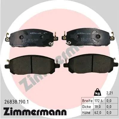 Колодки гальмівні дискові, комплект ZIMMERMANN 268381901 (фото 1)