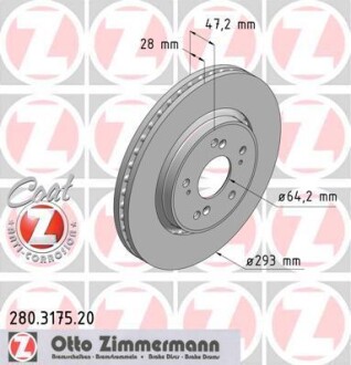 ДИСК ГАЛЬМ. ZIMMERMANN 280.3175.20