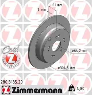 Диск гальмівний ZIMMERMANN 280.3185.20