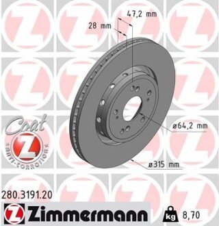 Гальмiвнi диски ZIMMERMANN 280.3191.20