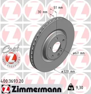 Диск гальмівний Coat Z ZIMMERMANN 400.3693.20