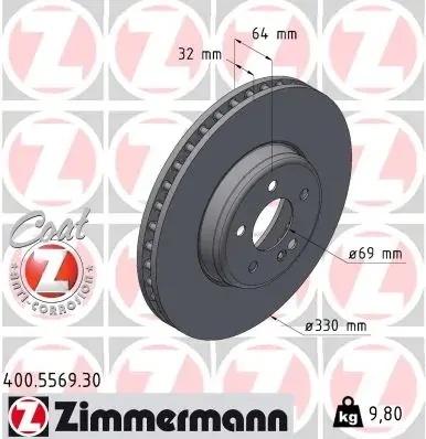 Диск гальмівний Formula S ZIMMERMANN 400556930 (фото 1)
