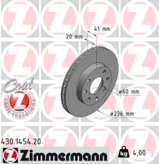 Диск гальмівний ZIMMERMANN 430.1454.20