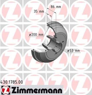 Гальмiвнi барабани заднi ZIMMERMANN 430.1785.00