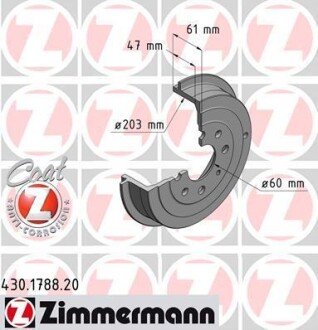 Гальмiвнi барабани заднi ZIMMERMANN 430178820