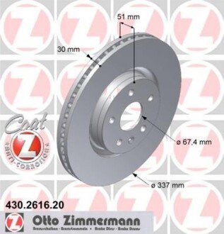 Гальмiвнi диски переднi ZIMMERMANN 430.2616.20