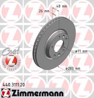 Гальмiвнi диски Coat Z переднi ZIMMERMANN 440.3111.20