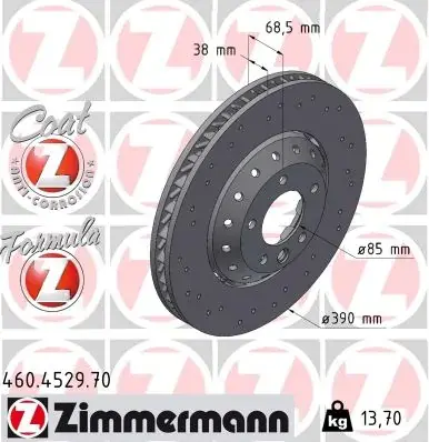 Диск гальмівний Formula Z Sport правий ZIMMERMANN 460452970 (фото 1)