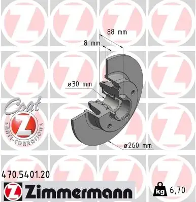 Диск гальмівний ZIMMERMANN 470.5401.00 (фото 1)
