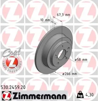 Диск гальмівний Coat Z ZIMMERMANN 530245920