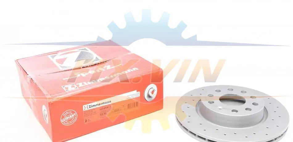 Диск гальмівний (передній) Audi A3/Skoda Octavia II/VW Caddy/Golf V 04- (280x22)(з отворами)(вент) ZIMMERMANN 600.3233.52 (фото 1)