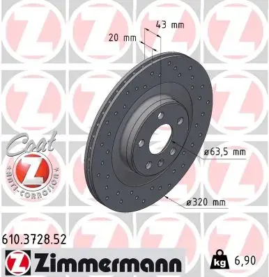 Диск гальмівний SPORT Z ZIMMERMANN 610372852 (фото 1)